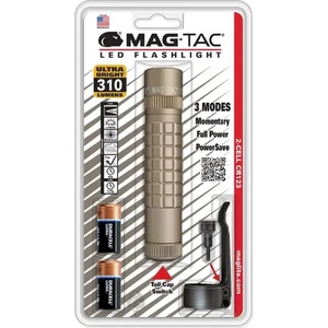 Maglite Фенер MAGTAC 2-Cell CR123 LED Plain Bazel, пясъчен блистер (SG2LRH6L)