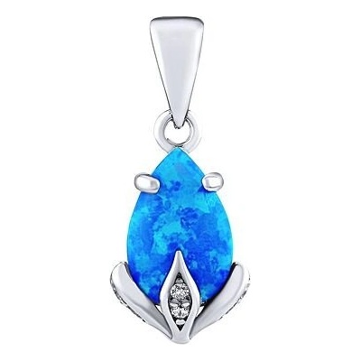 SILVEGO Stříbrný přívěsek Clarissa s modrým opálem a Brilliance Zirconia JJJ1267PB
