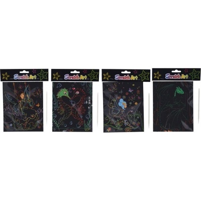 Škrabací obrázek duhový 4 listy 18x14,5cm 4 druhy v sáčku