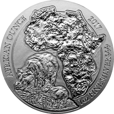 Rwanda Strieborná investičná minca Hroch 2017 1 Oz