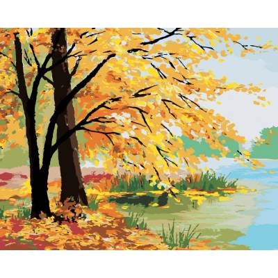 zuty Malování podle čísel Podzimní les u jezera 80 x 100 cm vypnuté plátno na rám