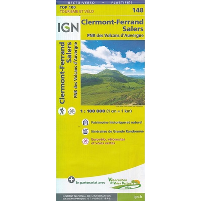 IGN vydavatelství mapa Clermont-Ferrand, Salers, PNR des Volcans d´Auvergne 1:100