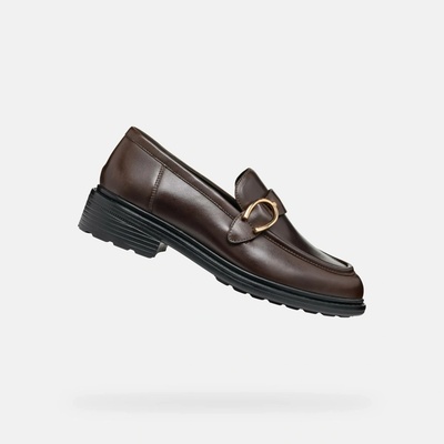 Geox Tmavě hnědé dámské mokasíny Walk Pleasure