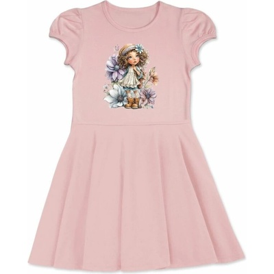 Dievčenské šaty FLOWER GIRL s krátkym rukávom ružová