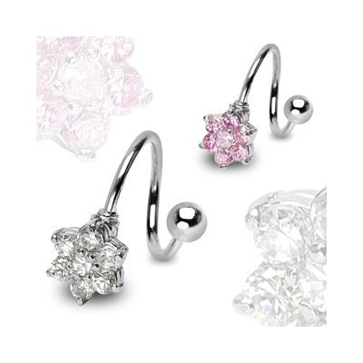 Šperky eshop piercing spirála z chirurgické oceli s kvítkem C18.02 růžová P