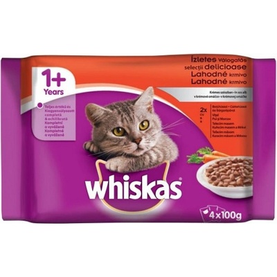 Whiskas cat kura hovädzie morka jahňa gravy 4 x 85 g