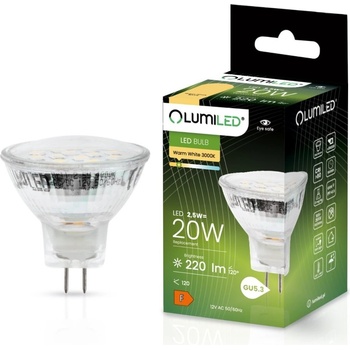Lumiled LED žiarovka MR11 2,5W = 20W 220lm 3000K Warm 120° 12V
