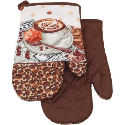 MAKRO Praktik textil Kuchyňská chňapka 2 ks Káva s květinou 18 x 27 cm