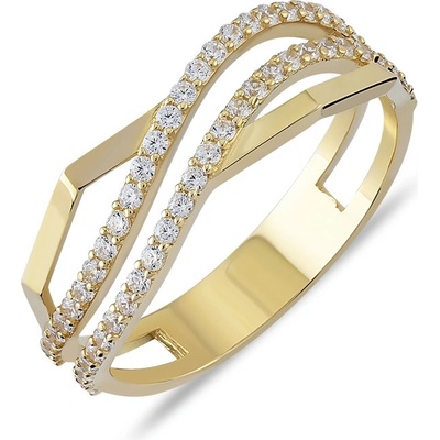 Lillian Vassago Zlatý prsteň zdobený dvomi radmi zirkónov LLV06 GR051