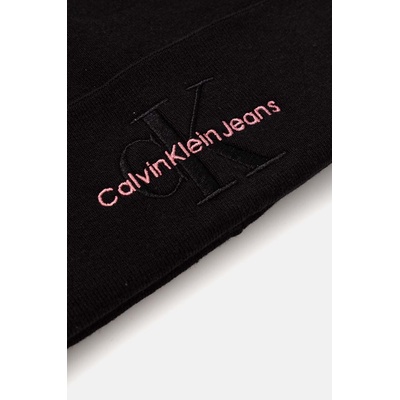 Calvin Klein Jeans Памучна шапка Calvin Klein Jeans в черно с фина плетка от памук K60K612668 (K60K612668)