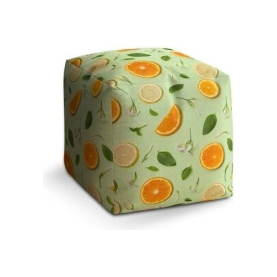 Sablio Taburet Cube Citrus a květ: 40x40x40 cm