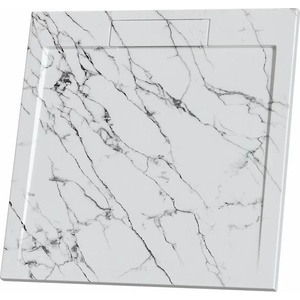 Inter Ceramic Квадратно композитно душ корито Inter Ceramic 90x90 см, матово бяло мраморно покритие (9090MB-1)