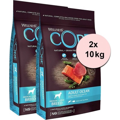 Wellness Core Dog Medium & Large Adult Ocean Salmon & Tuna 2 x 10 kg
