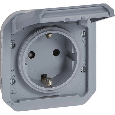 Legrand Контакт шуко 16А с детска защита и винт. клеми механизъм цвят Сив IP55 Plexo New - 069571L (069571L)