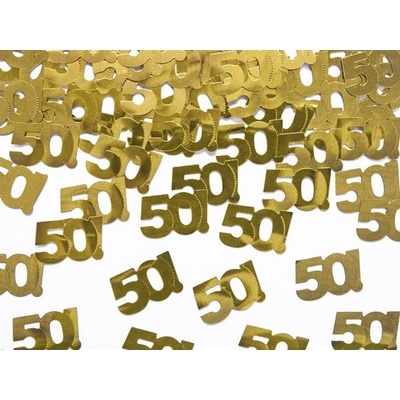 PARTYDECO Metalické konfety číslo 50 zlaté 15 g – Zboží Dáma