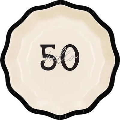 PartyDeco Papierové taniere''Hello 50'' 18 cm