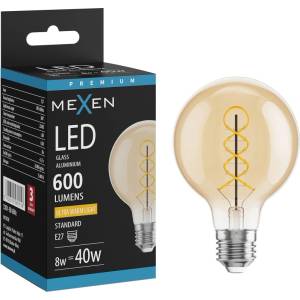 Mexen Vintis LED спирална нажежаема жичка крушка E27, G80, 8W, Топла - 2200K, 600 lm, (L165-E27-0822-50)