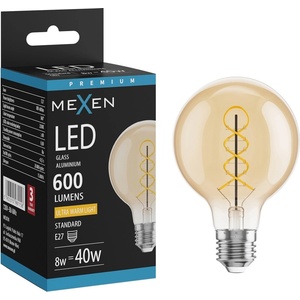 Mexen Vintis LED спирална нажежаема жичка крушка E27, G80, 8W, Топла - 2200K, 600 lm, (L165-E27-0822-50)