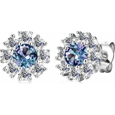 Royal Fashion stříbrné pozlacené náušnice Alexandrit DGES0023-WG