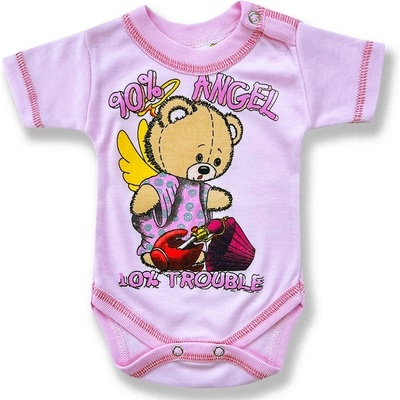 BABY´S WEAR Detské body, krátky rukáv ANGEL ružové