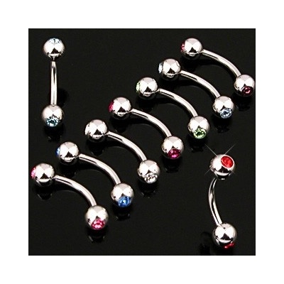 Šperky eshop piercing do obočí jednoduchý s dvojicí zirkonů W09.17 Fialová A