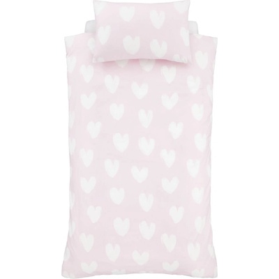 Catherine Lansfield Розово двойно фланелено детско спално бельо 200x200 cm Hearts - Catherine Lansfield (BD/59100/W/DQS/PK)