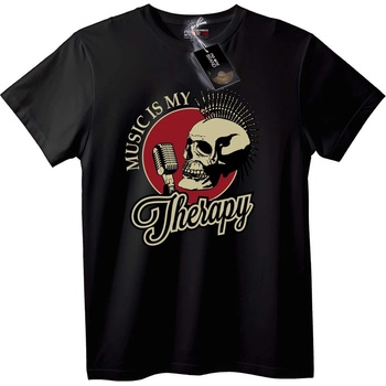 NOONEBRAND Тениска Музиката е моята терапия с череп - 2XL, Black