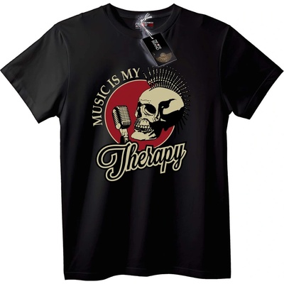 NOONEBRAND Тениска Музиката е моята терапия с череп - 2XL, Black
