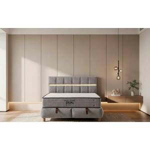  Бокспринг легло Moda с матрак 160/200 см, Сив, Повдигащ механизъм, Bonell Spring System