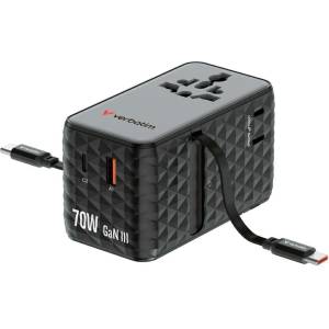 Verbatim Адаптер Verbatim 30186 EU/UK/US GaN PD 70W, черен (Ver000267)