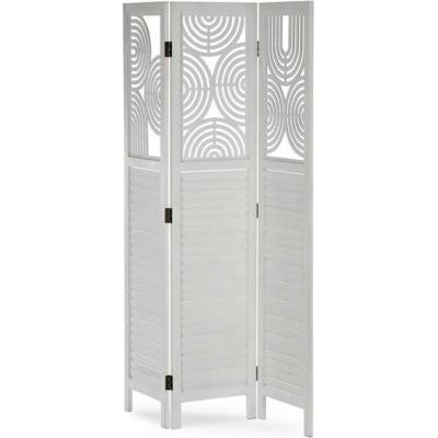 Autronic Drevený paraván 3-dielny EF-L175 biela 171 x 121 cm