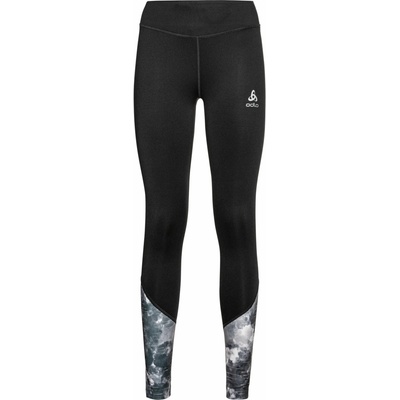 Odlo dámske legíny W ESSENTIAL PRINT TIGHTS čierna sivá biela
