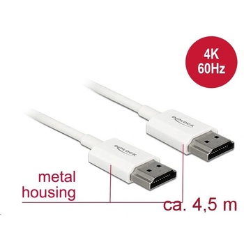 Delock HDMI-kábel Ethernettel - HDMI-A-csatlakozódugó > HDMI-A-csatlakozódugó, 3D, 4K, 4, 5 m, vékony (85139) (85139) (85139)
