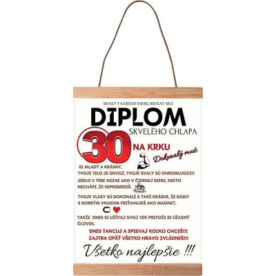 Vtipný plagát na 30. narodeniny pre muža – Diplom pre skvelého chlapa