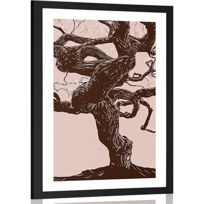Plakát s paspartou tajuplný kmen stromu - 60x90 no frame