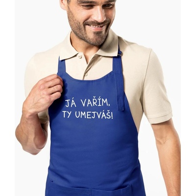 Kariban HobbyTriko Vtipná zástěra na vaření Já vařím ty umejváš! Královská modrá