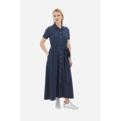 La Martina Woman Piquet Long Dress Pique modrá