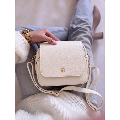 Krémová crossbody kabelka s dvoma priehradkami elegantná a praktická
