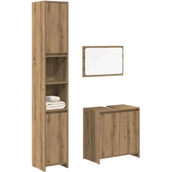vidaXL Комплект мебели за баня от 3 части Дъб артизан инженерно дърво (3328566)