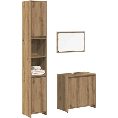 vidaXL Комплект мебели за баня от 3 части Дъб артизан инженерно дърво (3328566)
