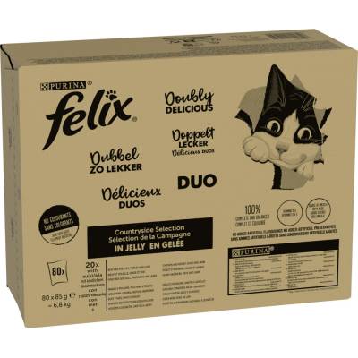 Megapack Felix Fantastic kapsičky hovězí a drůbeží, kuře a ledviny, krůta a játra, kachna a jehněčí v želé 80 x 85 g