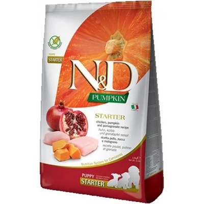 N&D GRAIN FREE Pumpkin Dog Chicken & Pomegranate Starter Puppy All Breeds - пълноценна храна за подрастващи кучета от всички породи до 1 година, с пиле, тиква и нар - 2, 5 кг PND0250121