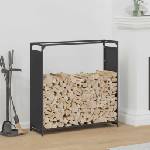 vidaXL Стойка за дърва, черна, 90x28x90 см, студеновалцувана стомана (864215)