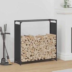 vidaXL Стойка за дърва, черна, 90x28x90 см, студеновалцувана стомана (864215)