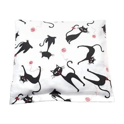 Marvida GmbH & Co. KG Polštářek z třešňových pecek, bílý s kočkami, 18 x 19 cm