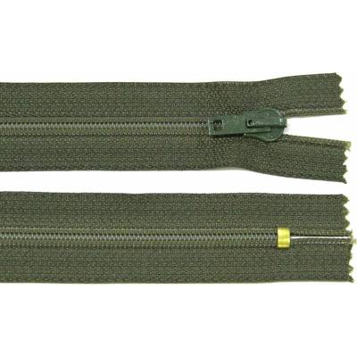 Spirálový zip no.5 nerozepínací 16cm tmavě khaki zelený