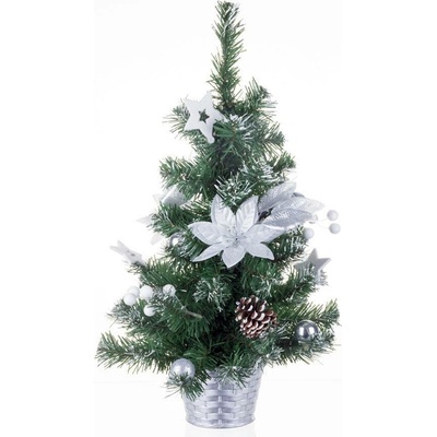 MagicHome Stromček Vianoce ozdobený strieborný kvet 20 cm – Zboží Dáma