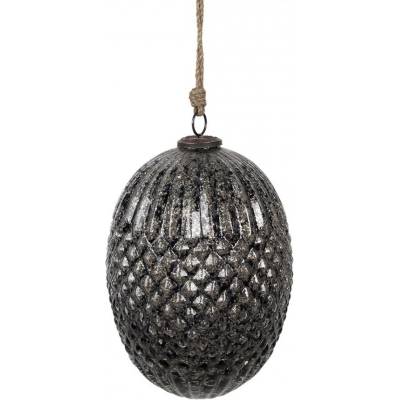 Clayre & Eef Černá skleněná vánoční ozdoba L - Ø 17*25 cm