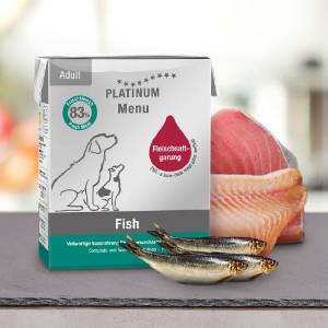 PLATINUM Мокра храна за кучета Platinum Menu Adult Fish с 83% Прясна риба и зеленчуци, 90 gr