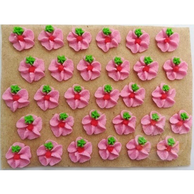 Cukrové květy růžové na platíčku 30ks Fagos